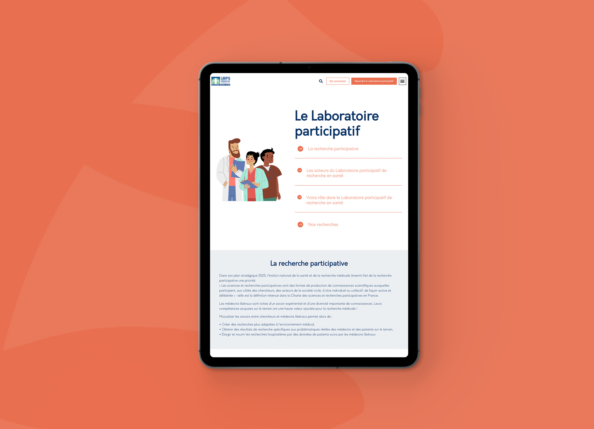Création site web santé, l’agence Artenium signe la création et réalisation du site web laboratoire participatif de recherche en santé.