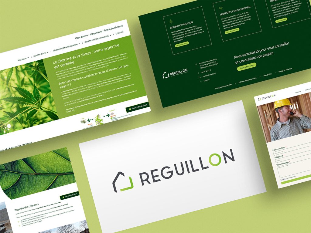 création des pages du site web Réguillon construction bâtiment