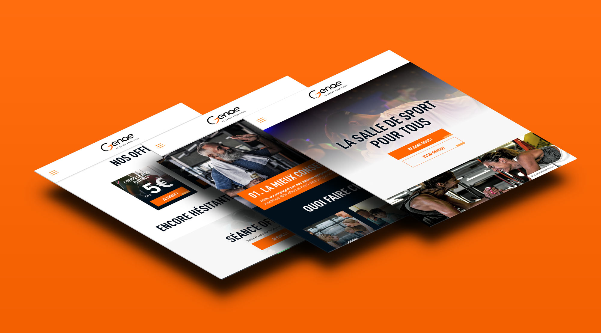 Différentes pages du site web Genae