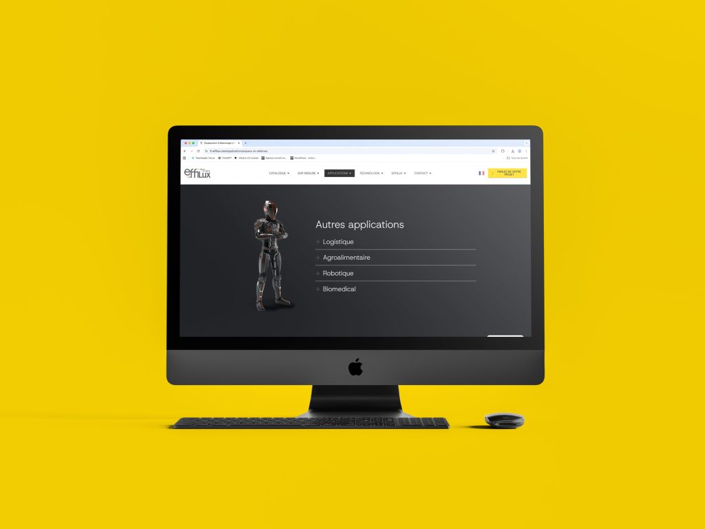 Page du site web de l'industriel Effilux, créé par l'agence lyonnaise artenium