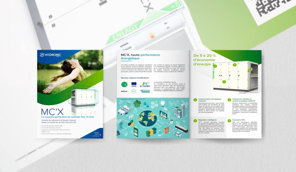 Brochure conçue par l'agence marketing et communication artenium pour l'industriel parisien Hydronic