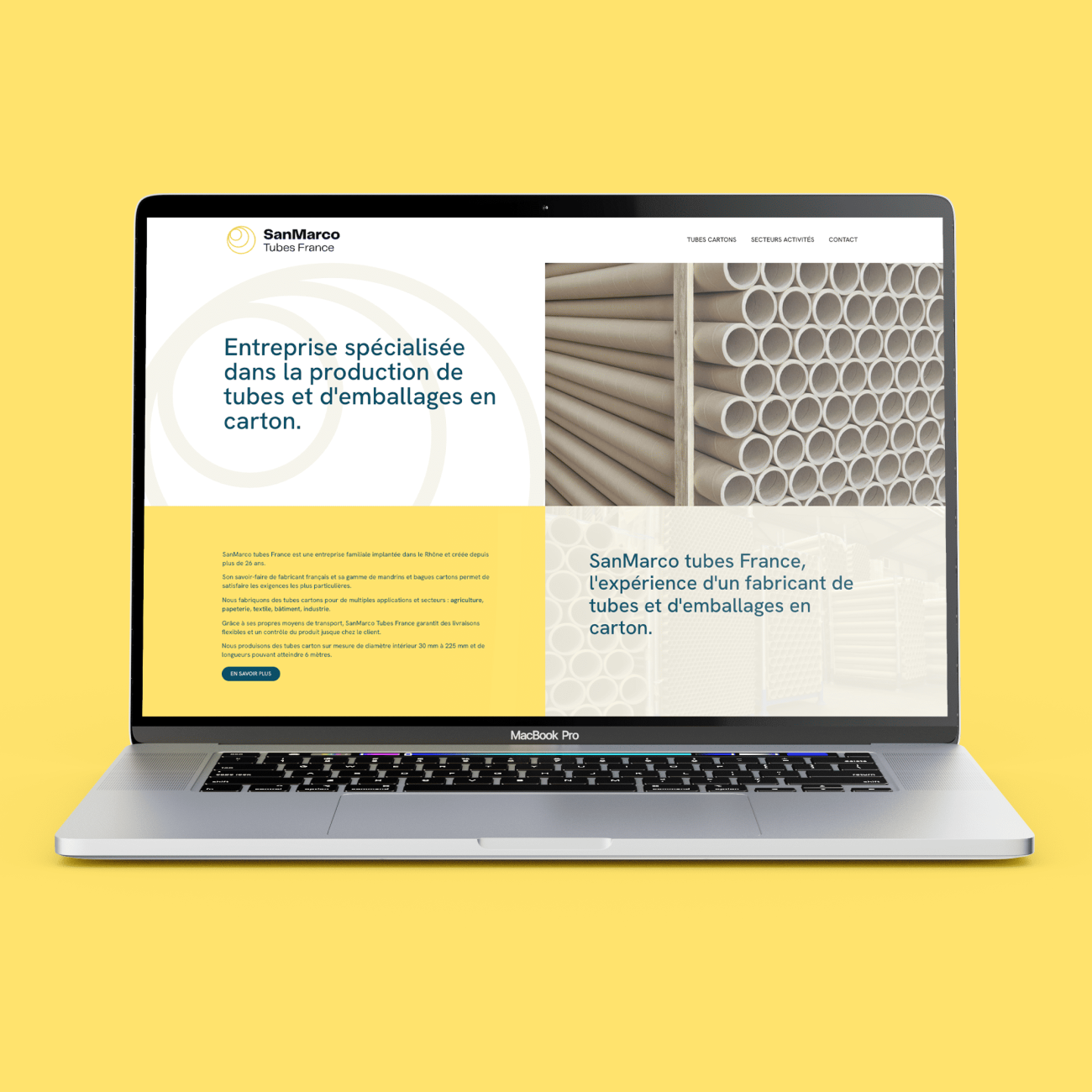 Page d'accueil de site web de l'industriel SanMarco Tubes créé par l'agence artenium.